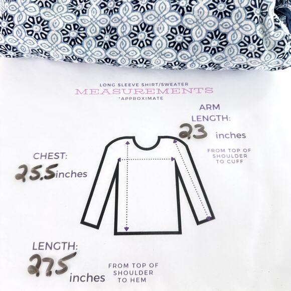 Ava Christine Womens Tunic Top Size 2X 100% Cotton Embroidered Flowy Blue - Picture 9 of 9